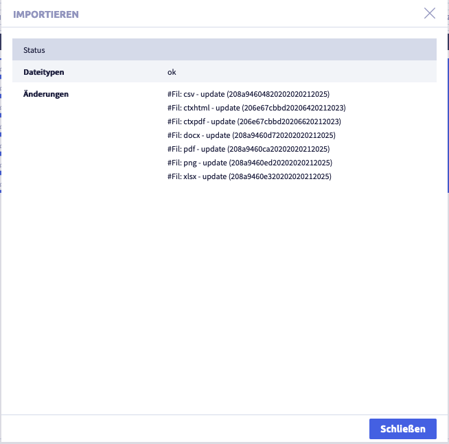 Status of the import